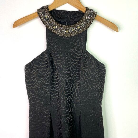 Trina Turk Black Halter Dress Jewels Gold 2 - Picture 6 of 11